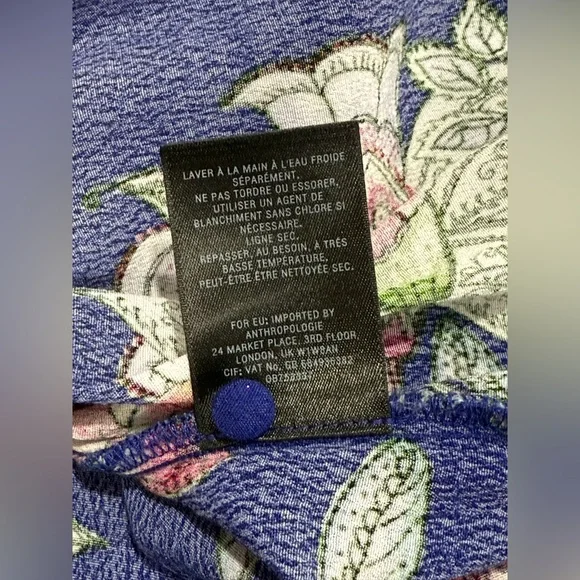 Maeve Anthropologie Maplewood Blue Floral Long Sleeves Button Dress Size XL - Picture 11 of 14